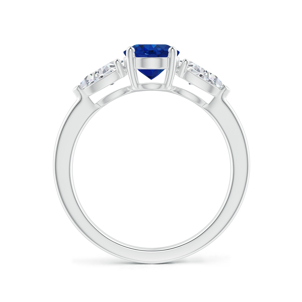 Oval Blue Sapphire Three Stone Ring with Pear Diamonds | Angara