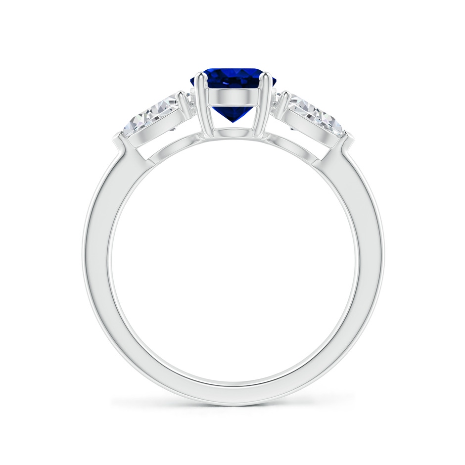 8x6mm AAAA Oval Blue Sapphire Three Stone Ring with Pear Diamonds in P950 Platinum side-1