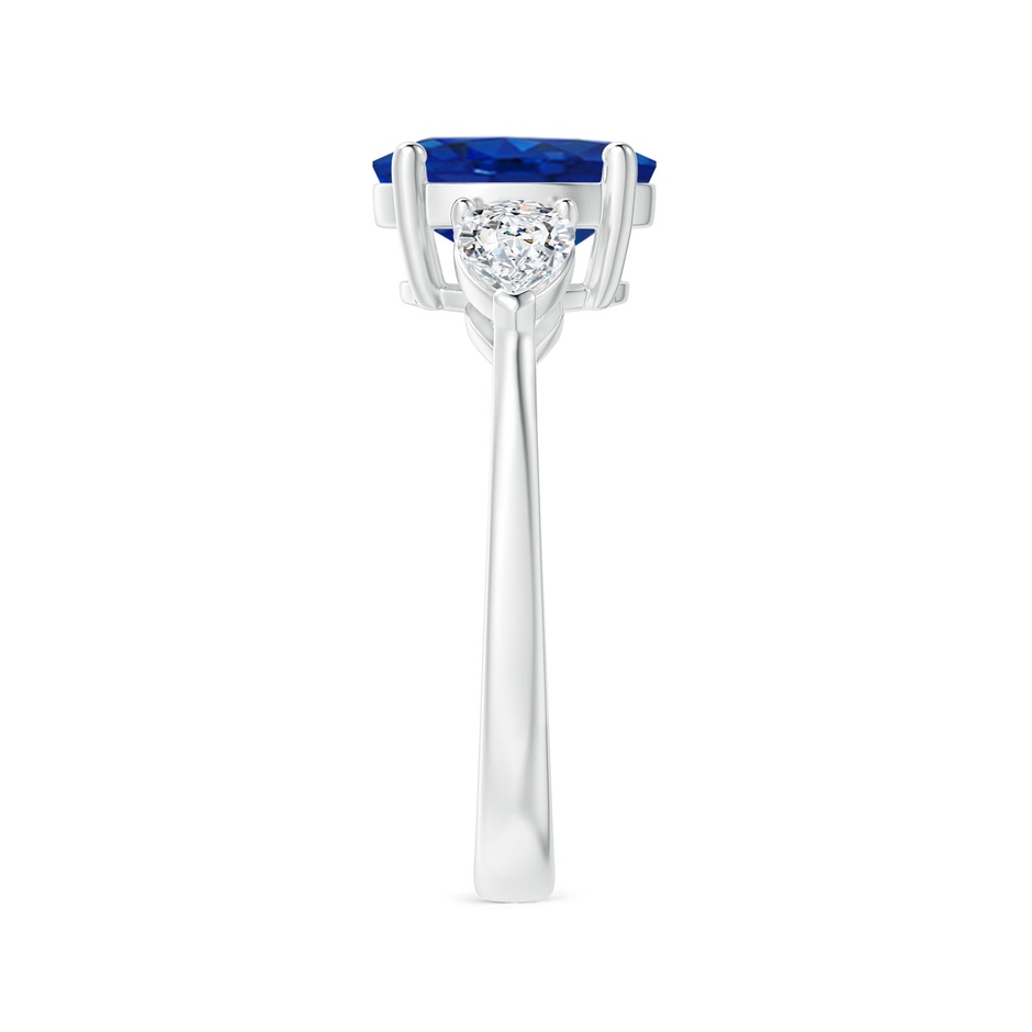 9x7mm AAA Oval Blue Sapphire Three Stone Ring with Pear Diamonds in P950 Platinum side-2