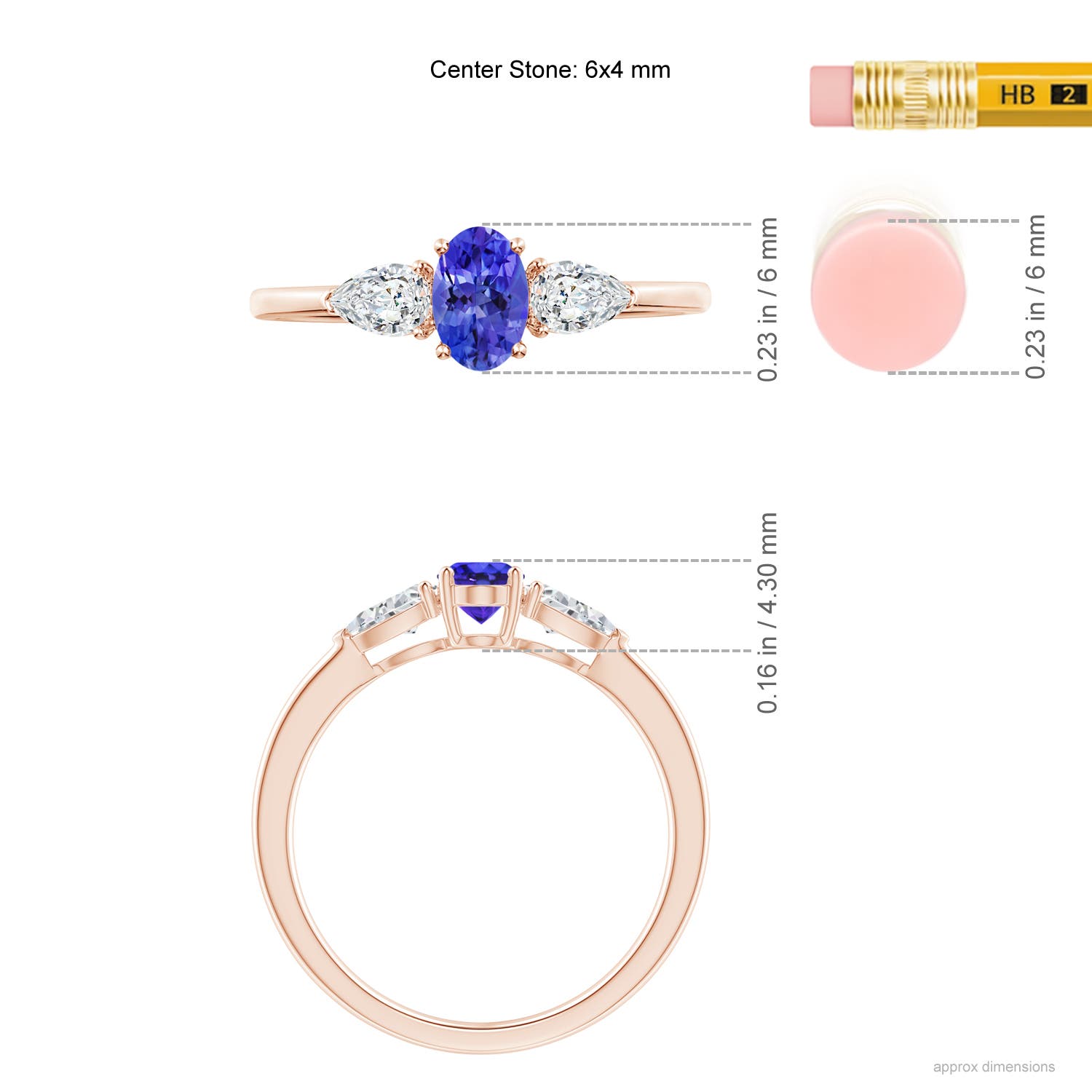 AAAA - Tanzanite / 0.85 CT / 14 KT Rose Gold