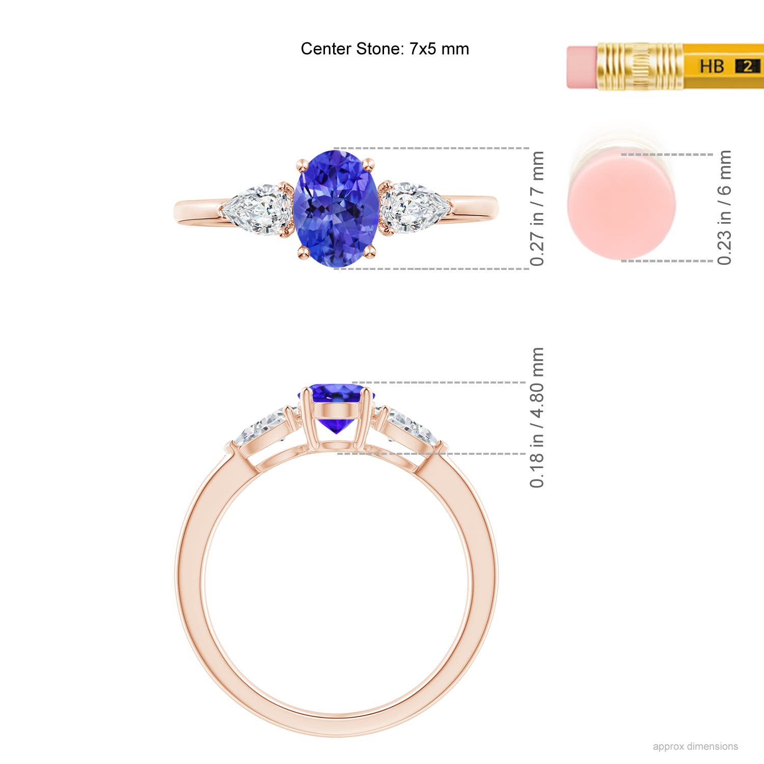 AAA - Tanzanite / 1.2 CT / 14 KT Rose Gold