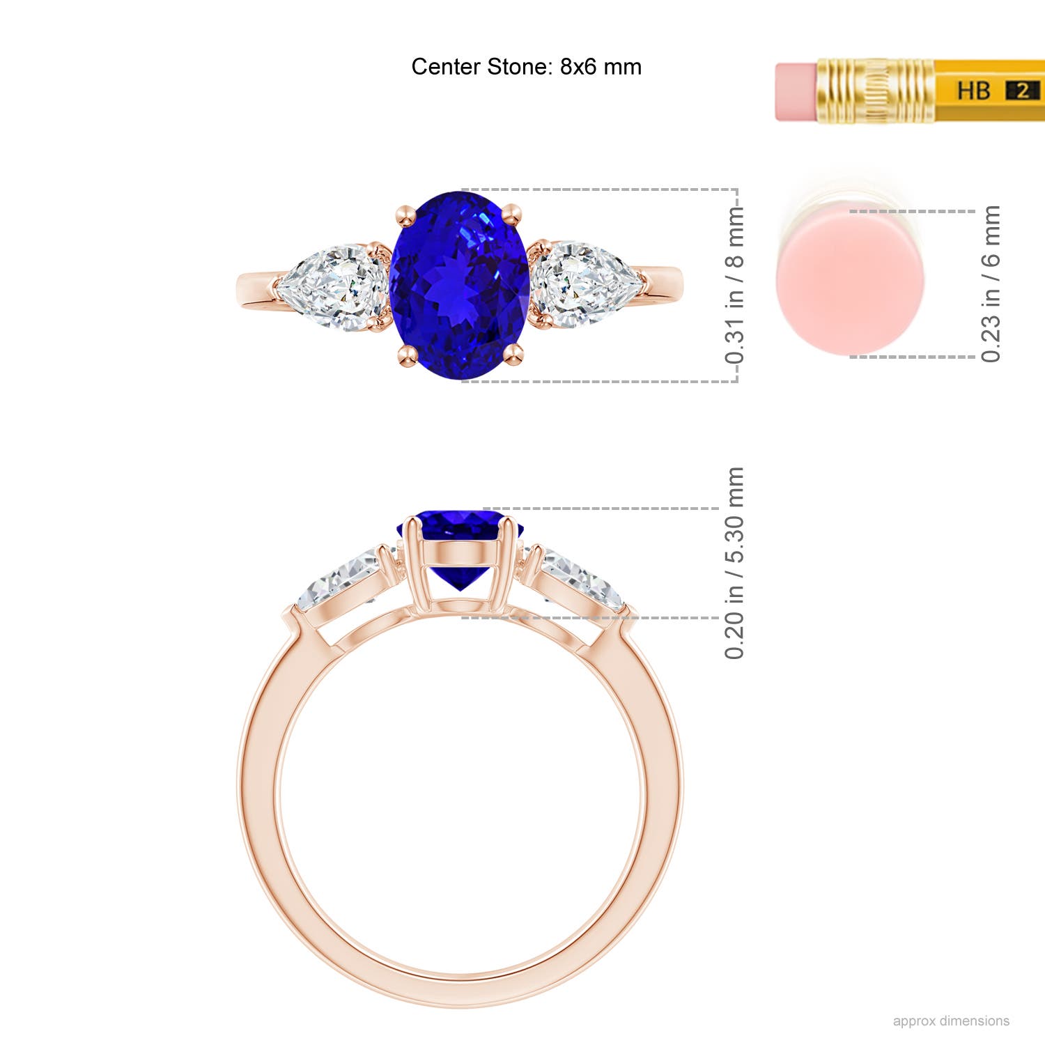 AAAA - Tanzanite / 2.05 CT / 14 KT Rose Gold