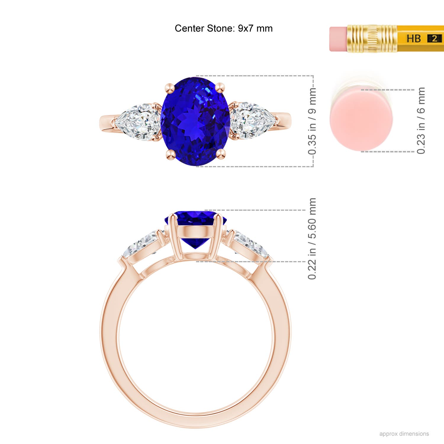 AAAA - Tanzanite / 2.7 CT / 14 KT Rose Gold