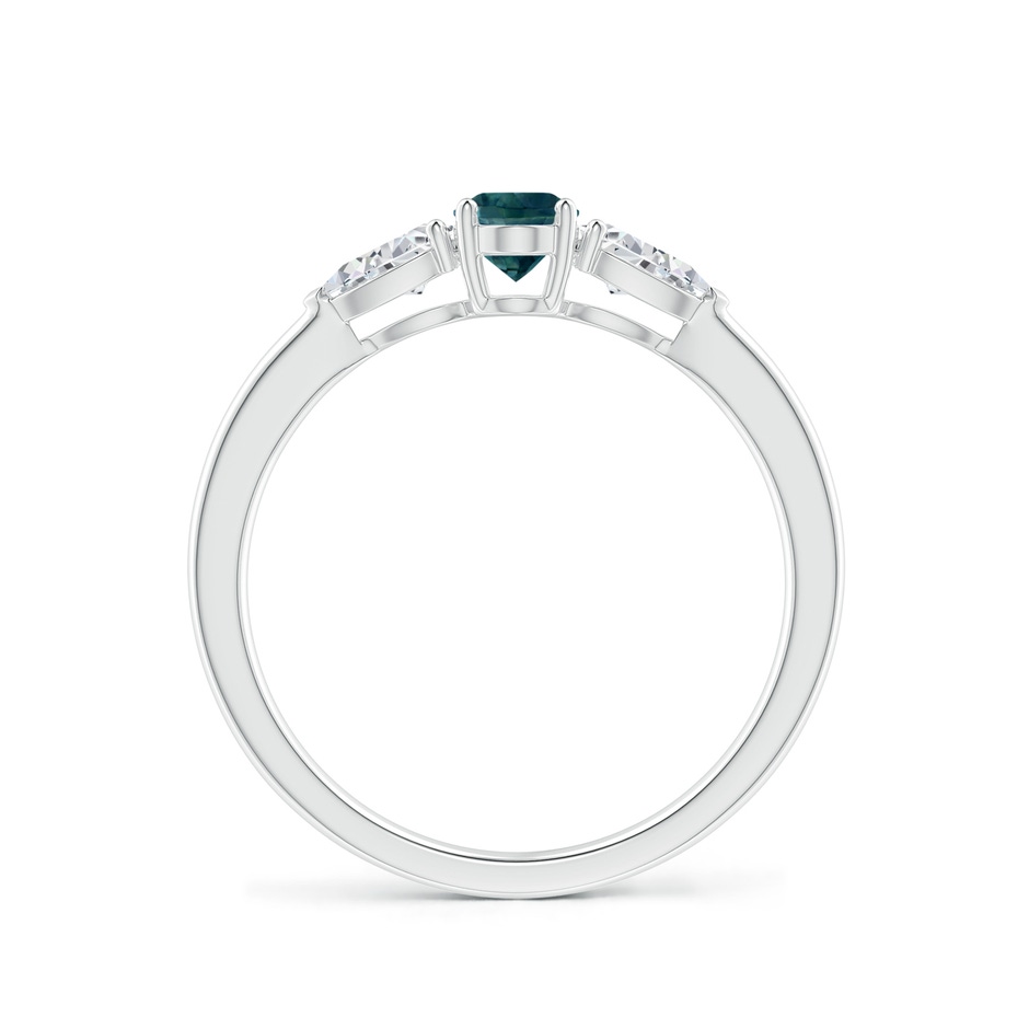 6x4mm AAA Oval Teal Montana Sapphire Three Stone Ring with Pear Diamonds in P950 Platinum side-1