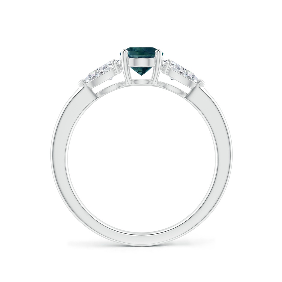 7x5mm AAA Oval Teal Montana Sapphire Three Stone Ring with Pear Diamonds in P950 Platinum side-1