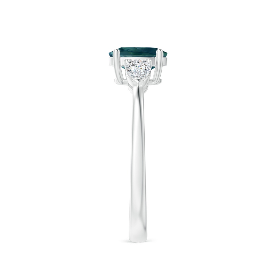 7x5mm AAA Oval Teal Montana Sapphire Three Stone Ring with Pear Diamonds in P950 Platinum side-2