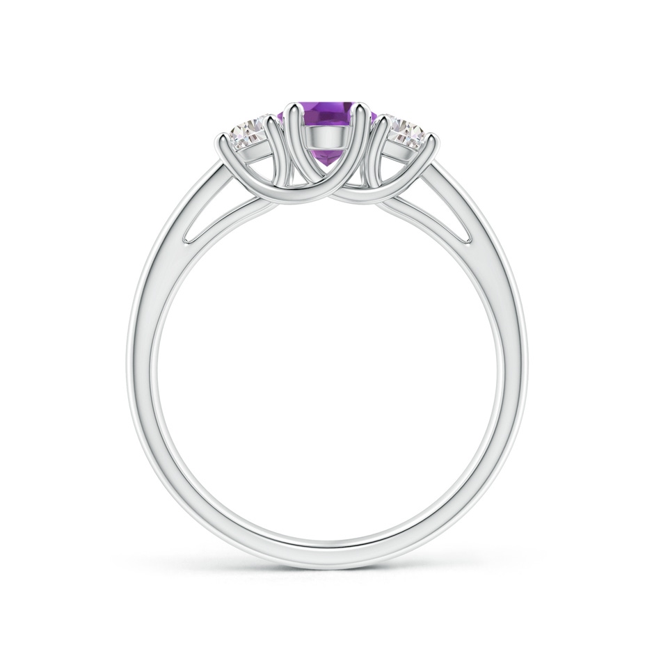 7x5mm A Three Stone Oval Amethyst and Half Moon Diamond Ring in White Gold side-1
