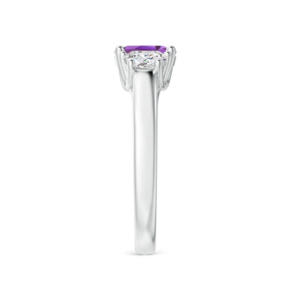 7x5mm A Three Stone Oval Amethyst and Half Moon Diamond Ring in White Gold side-2