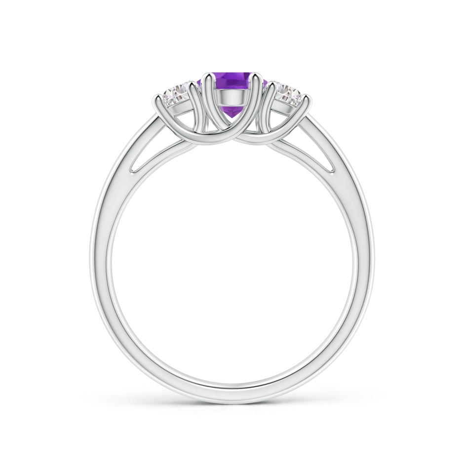 7x5mm AA Three Stone Oval Amethyst and Half Moon Diamond Ring in P950 Platinum side-1