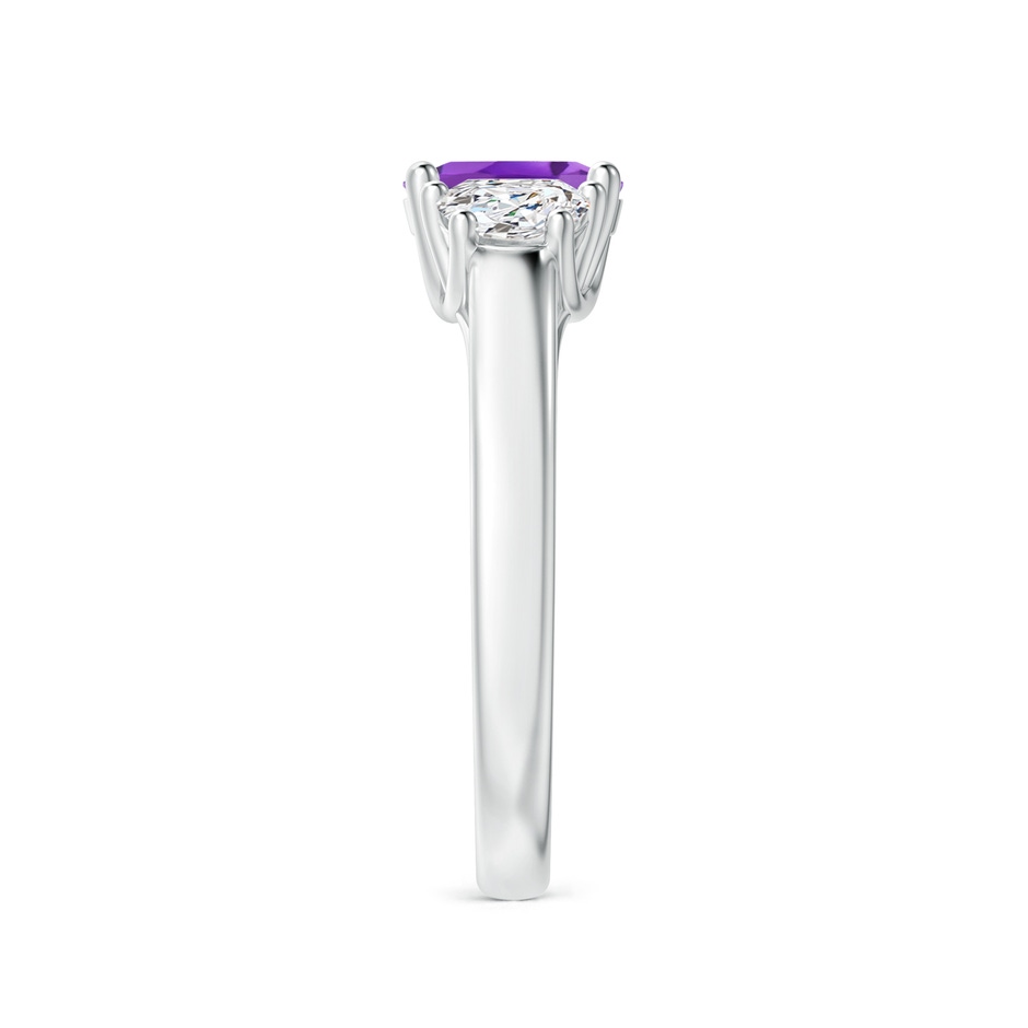 7x5mm AA Three Stone Oval Amethyst and Half Moon Diamond Ring in P950 Platinum side-2