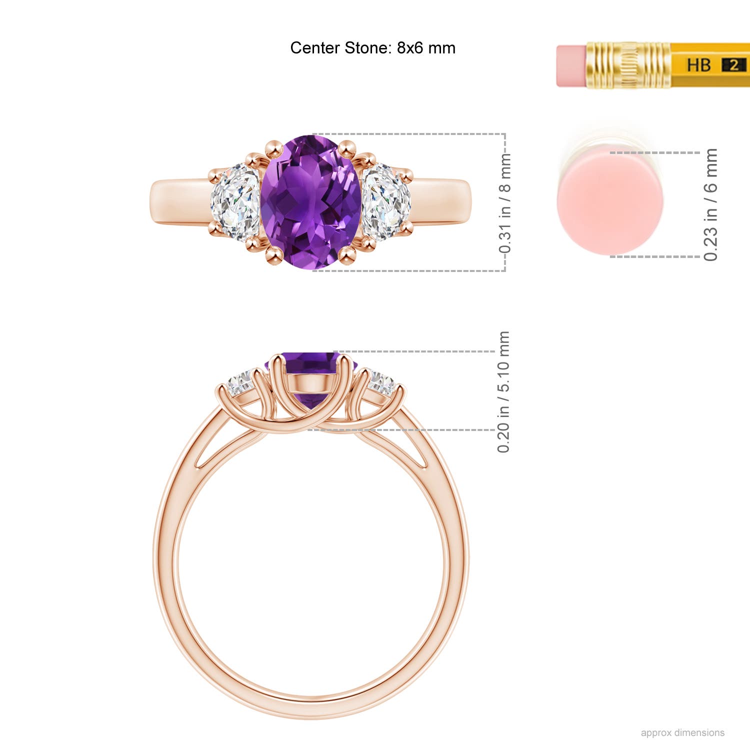 AAAA - Amethyst / 1.61 CT / 14 KT Rose Gold