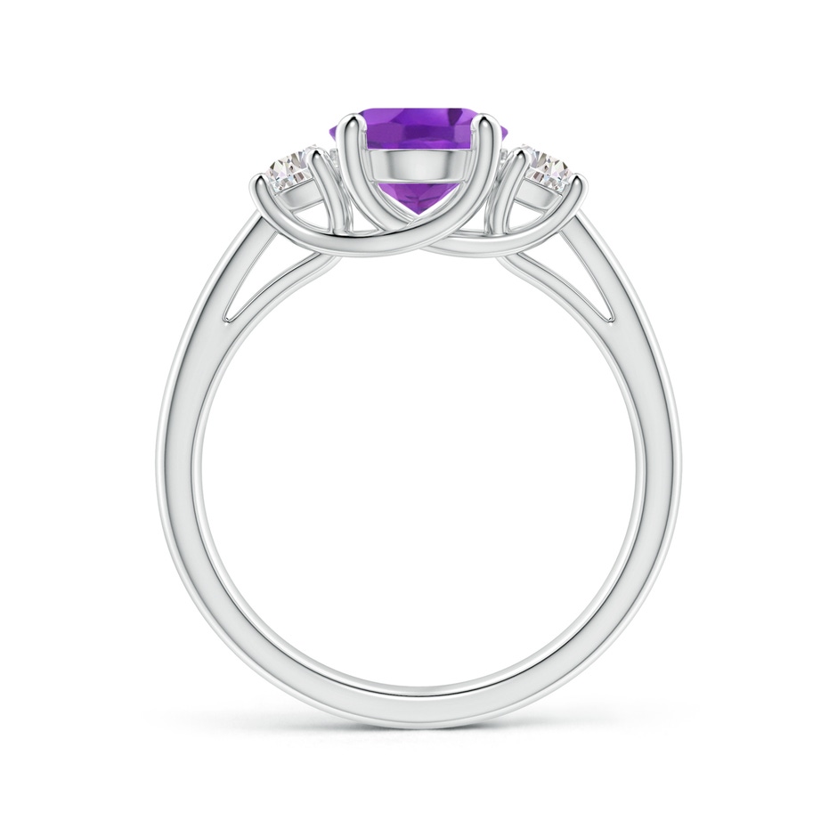 9x7mm AA Three Stone Oval Amethyst and Half Moon Diamond Ring in White Gold side-1
