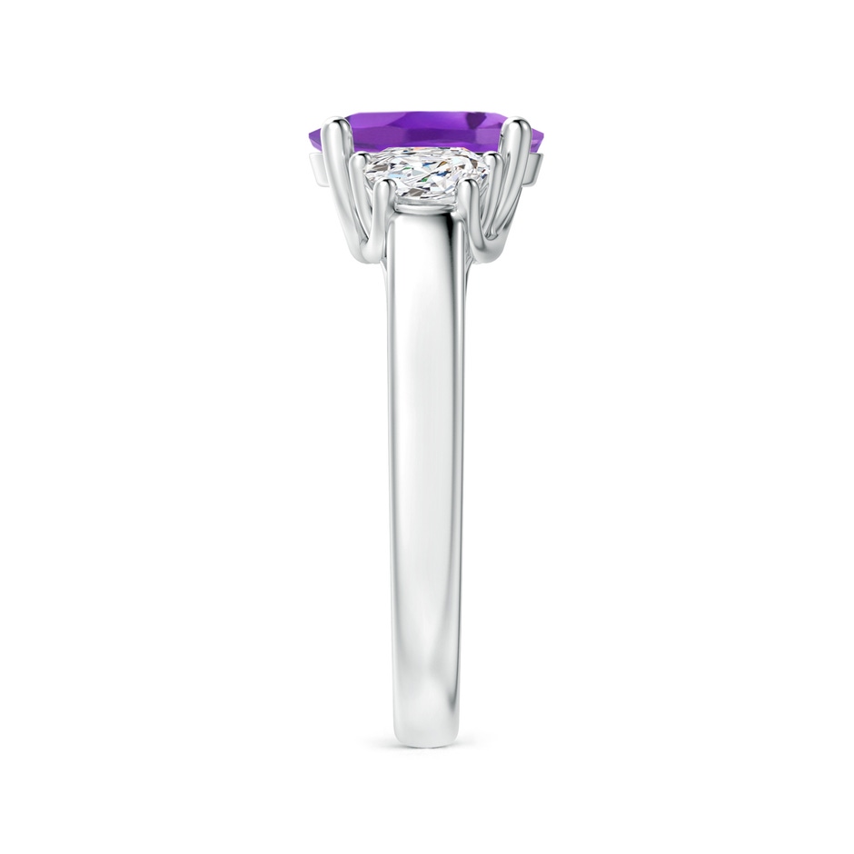 9x7mm AA Three Stone Oval Amethyst and Half Moon Diamond Ring in White Gold side-2