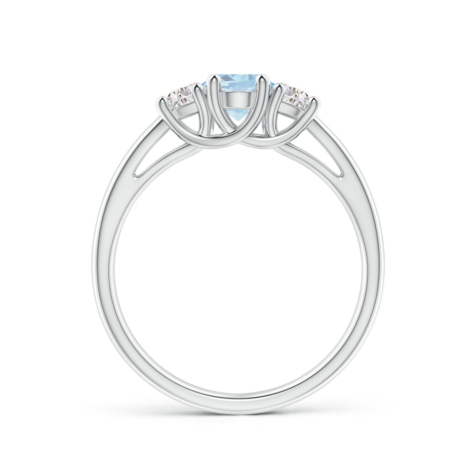 7x5mm A Three Stone Oval Aquamarine and Half Moon Diamond Ring in P950 Platinum side-1