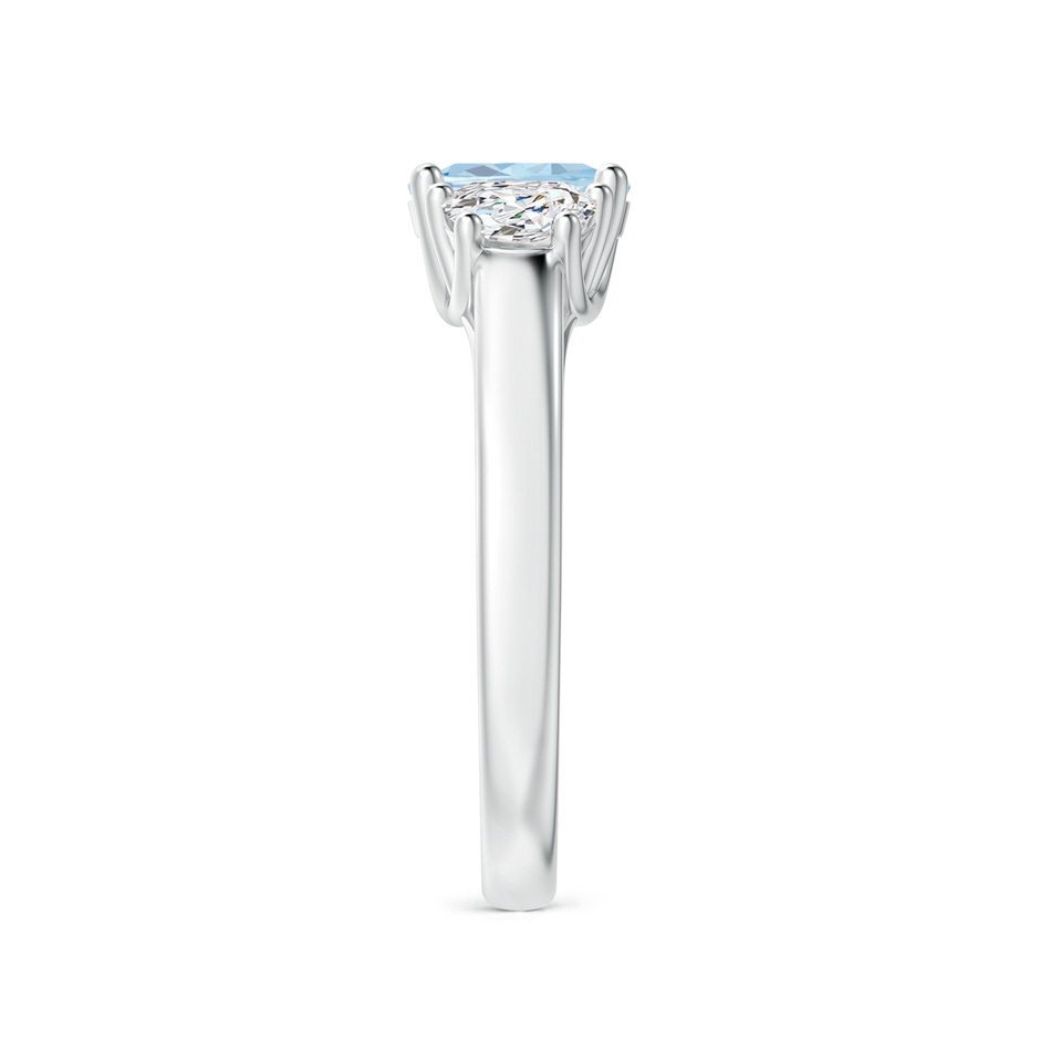 7x5mm A Three Stone Oval Aquamarine and Half Moon Diamond Ring in P950 Platinum side-2