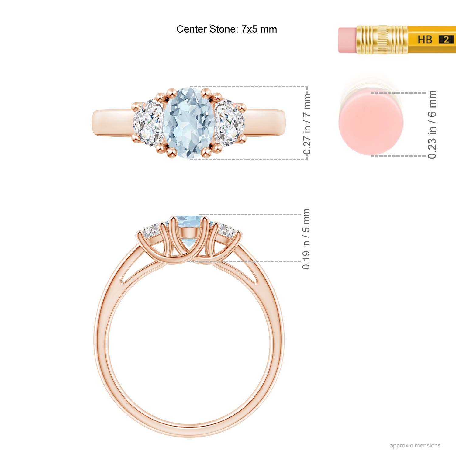 A - Aquamarine / 0.92 CT / 14 KT Rose Gold