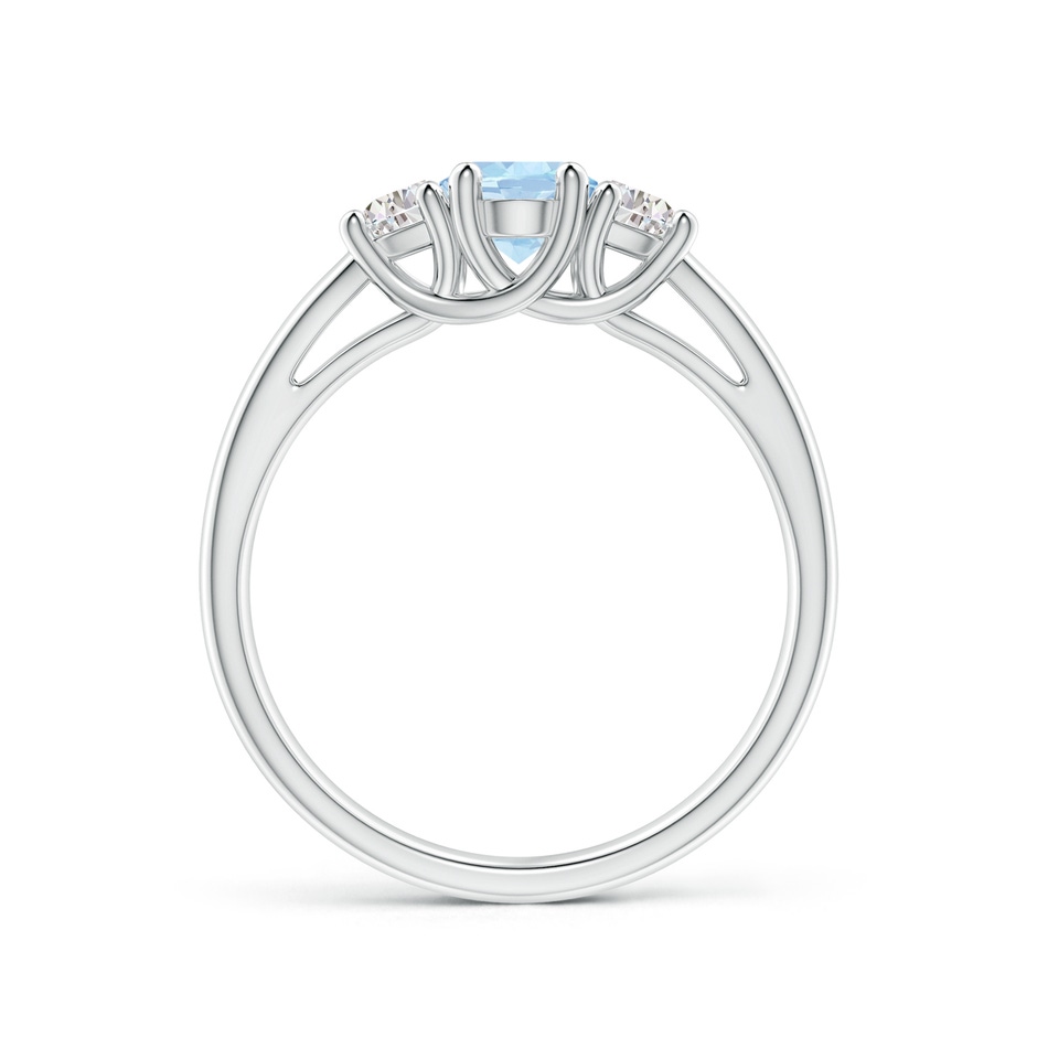 7x5mm AA Three Stone Oval Aquamarine and Half Moon Diamond Ring in White Gold side-1