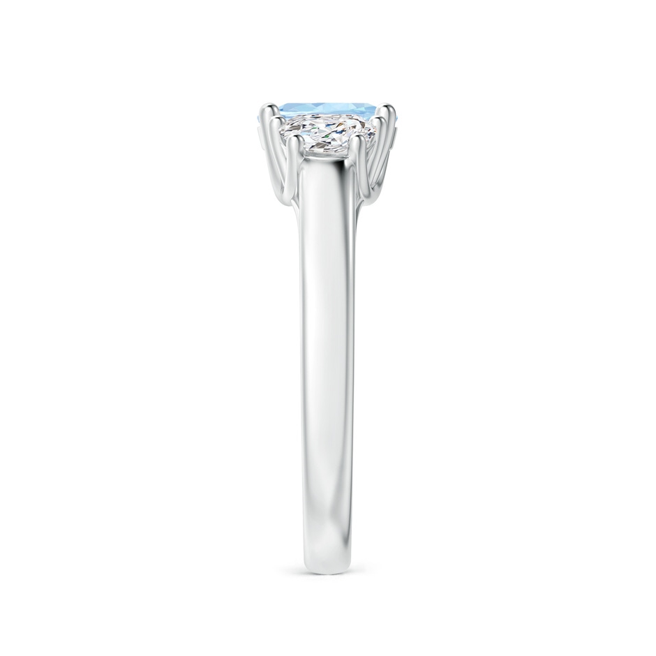 7x5mm AA Three Stone Oval Aquamarine and Half Moon Diamond Ring in White Gold side-2