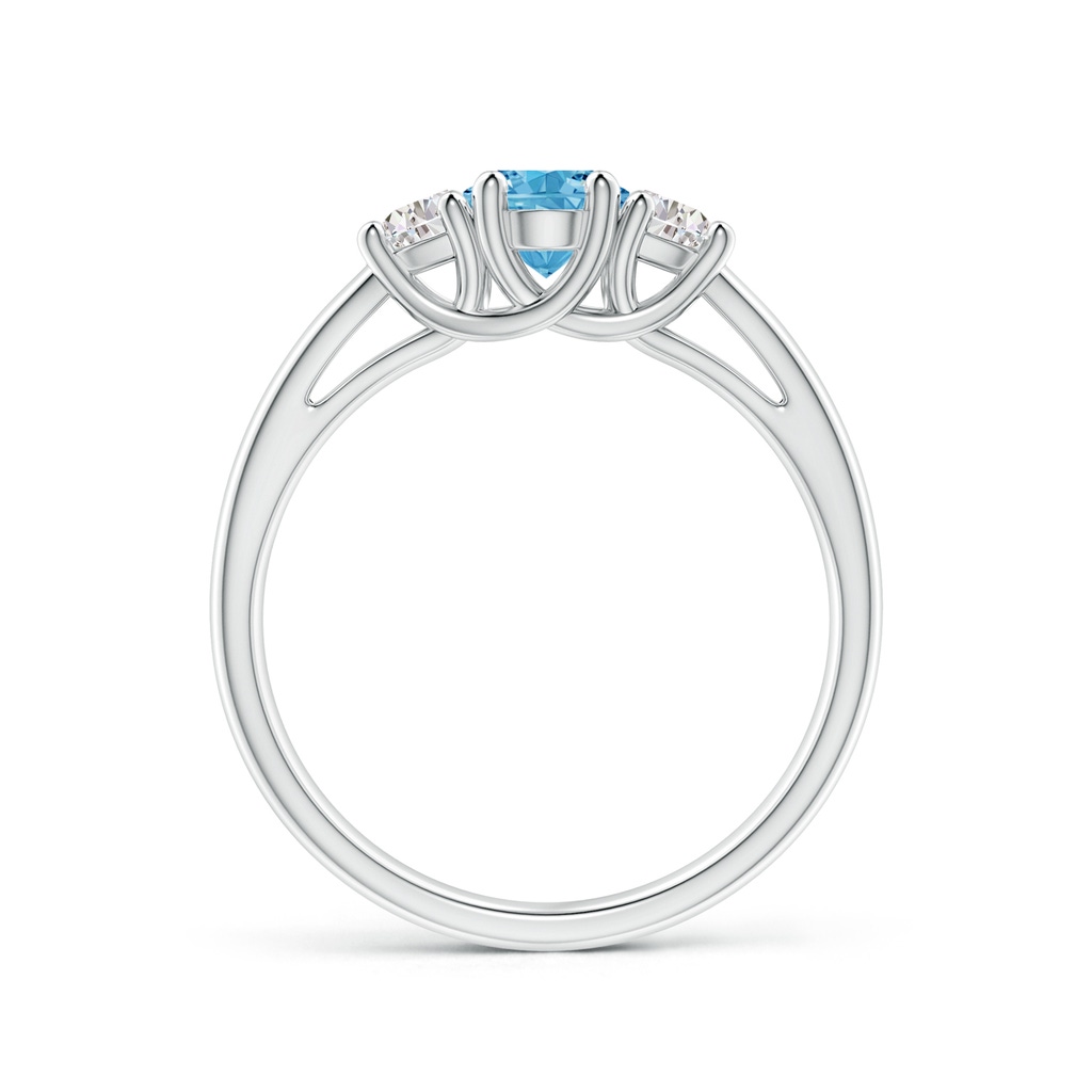 7x5mm AAAA Three Stone Oval Fancy Intense Blue and Half Moon White Diamond Ring in P950 Platinum - side 199