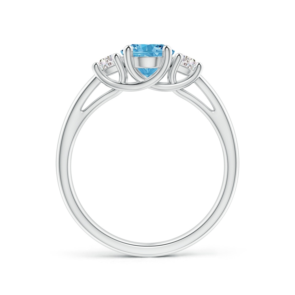 8x6mm AAAA Three Stone Oval Fancy Intense Blue and Half Moon White Diamond Ring in White Gold - side 199