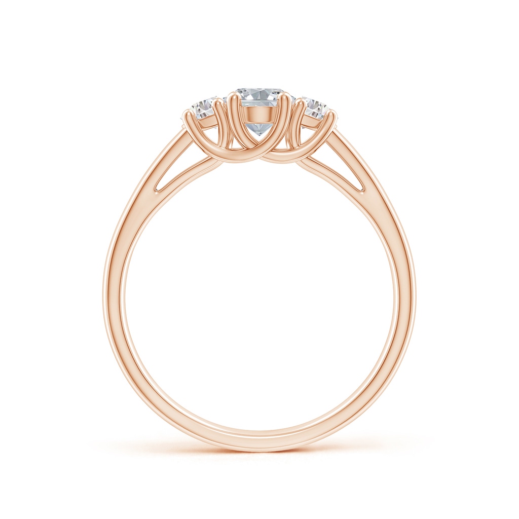 6x4mm HSI2 Oval and Half Moon Diamond Three Stone Ring in Rose Gold Side 199