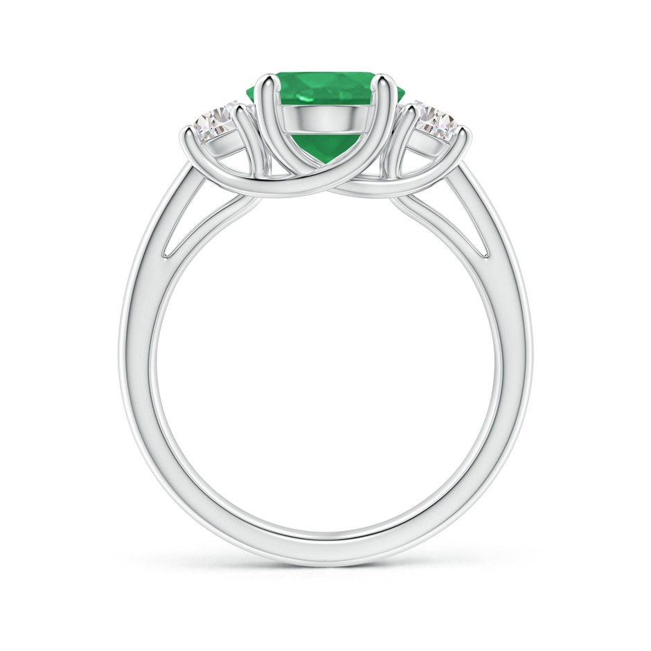 10x8mm A Three Stone Oval Emerald and Half Moon Diamond Ring in White Gold side 199