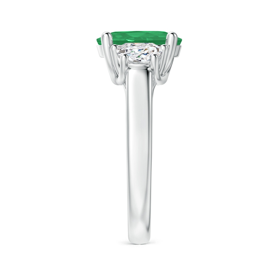 10x8mm A Three Stone Oval Emerald and Half Moon Diamond Ring in White Gold side 299