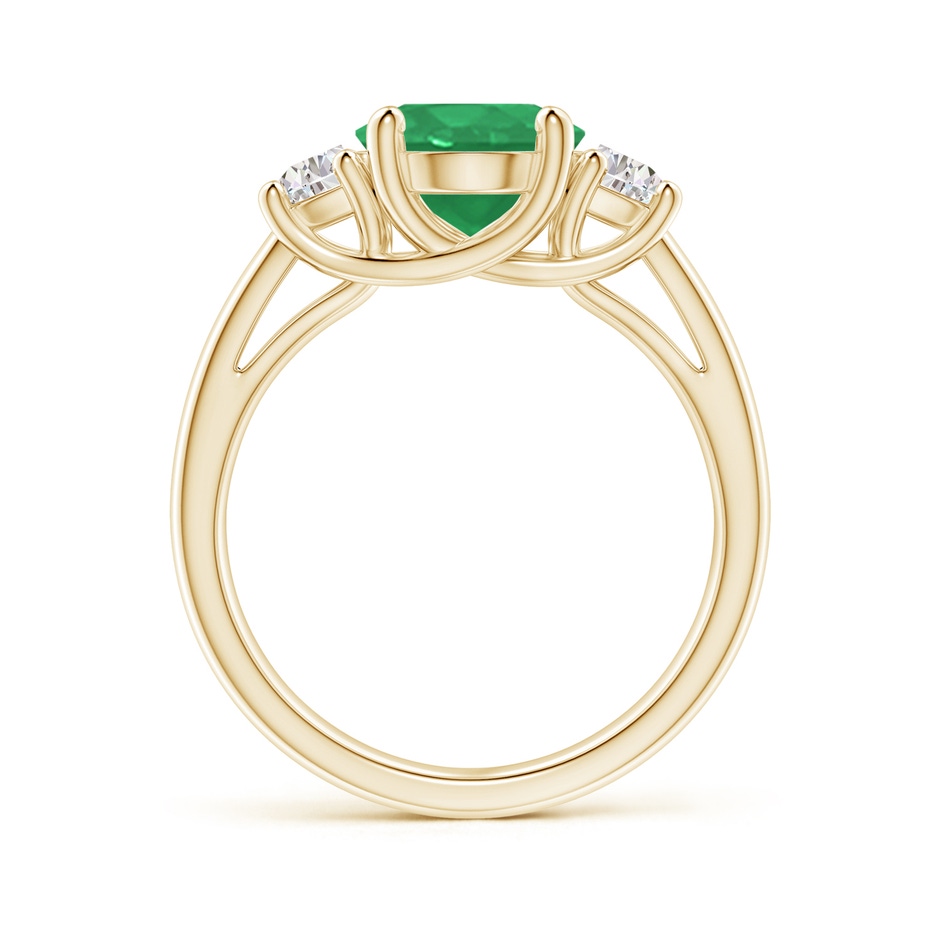10x8mm A Three Stone Oval Emerald and Half Moon Diamond Ring in Yellow Gold side 199
