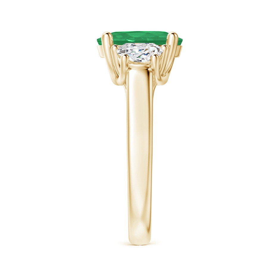10x8mm A Three Stone Oval Emerald and Half Moon Diamond Ring in Yellow Gold side 299
