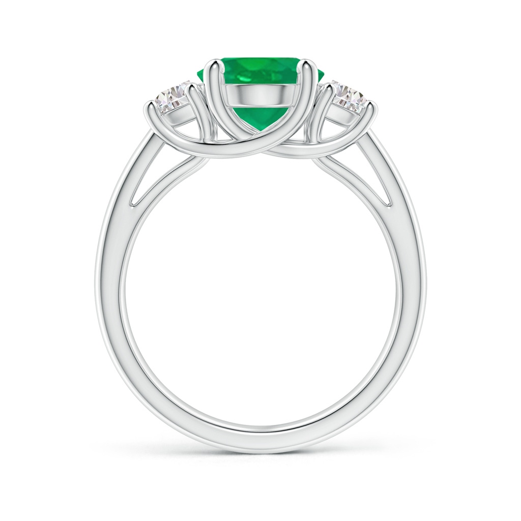 10x8mm AA Three Stone Oval Emerald and Half Moon Diamond Ring in P950 Platinum Side 199