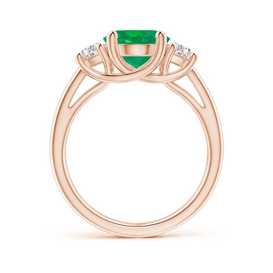 10x8mm AA Three Stone Oval Emerald and Half Moon Diamond Ring in Rose Gold side 199