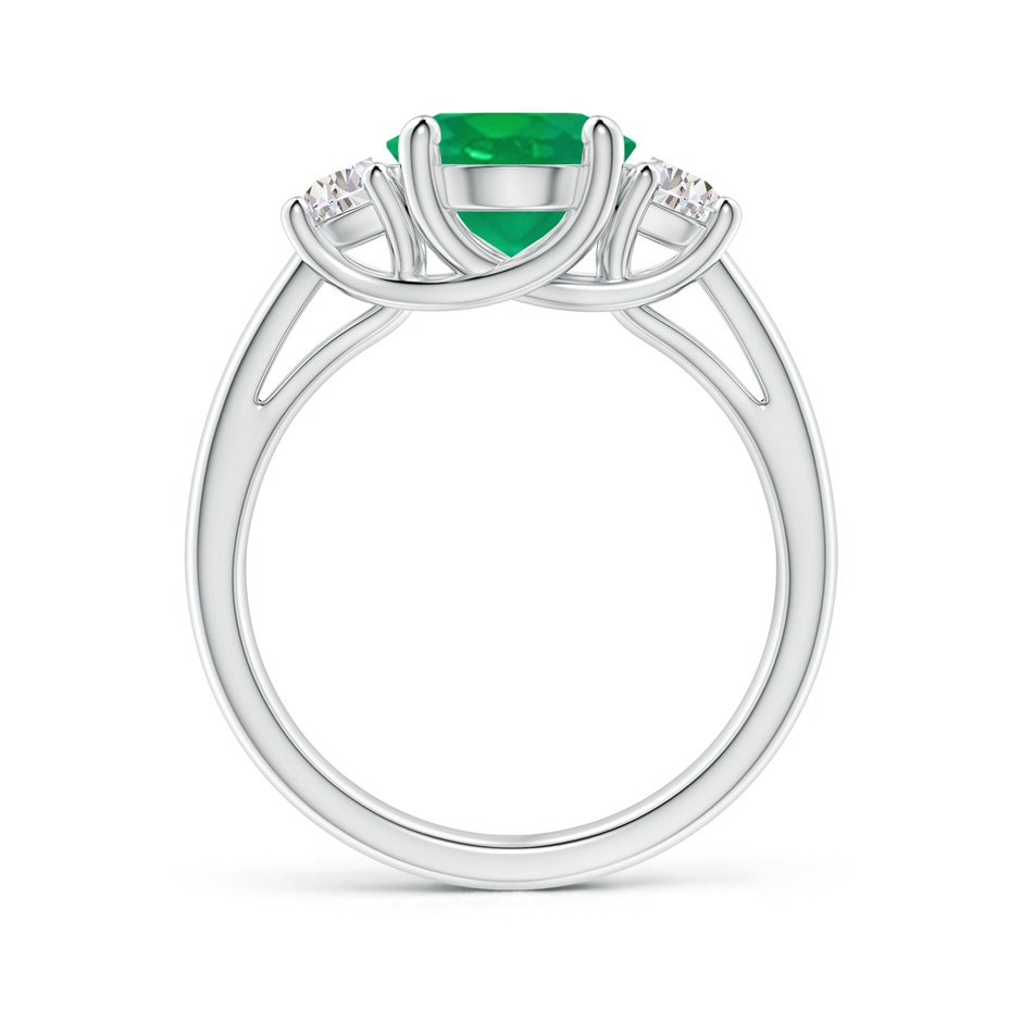 10x8mm AA Three Stone Oval Emerald and Half Moon Diamond Ring in White Gold side 199