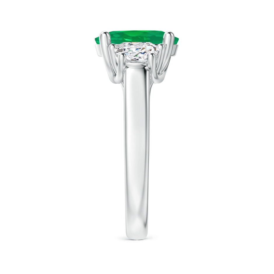 10x8mm AA Three Stone Oval Emerald and Half Moon Diamond Ring in White Gold side 299