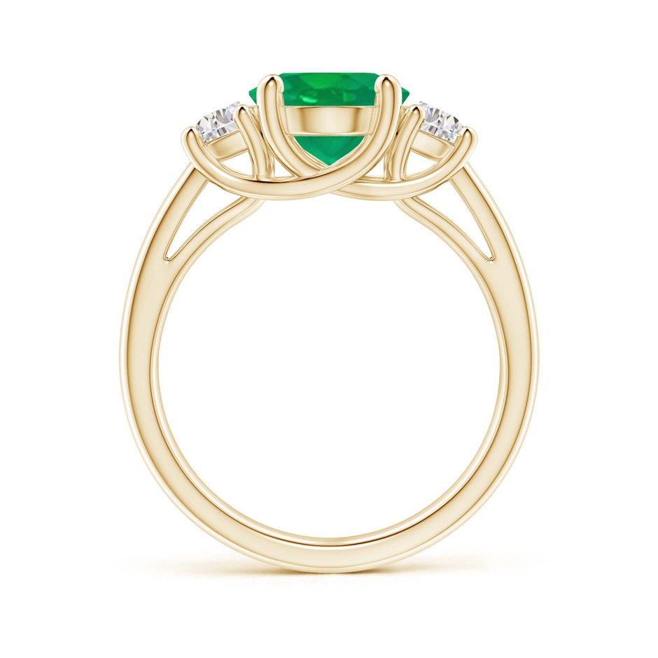 10x8mm AA Three Stone Oval Emerald and Half Moon Diamond Ring in Yellow Gold side 199