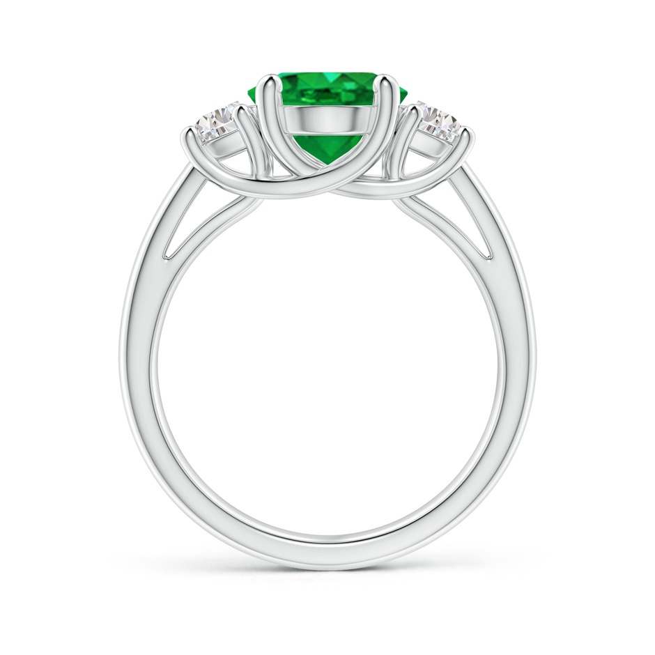 10x8mm AAA Three Stone Oval Emerald and Half Moon Diamond Ring in White Gold side 199