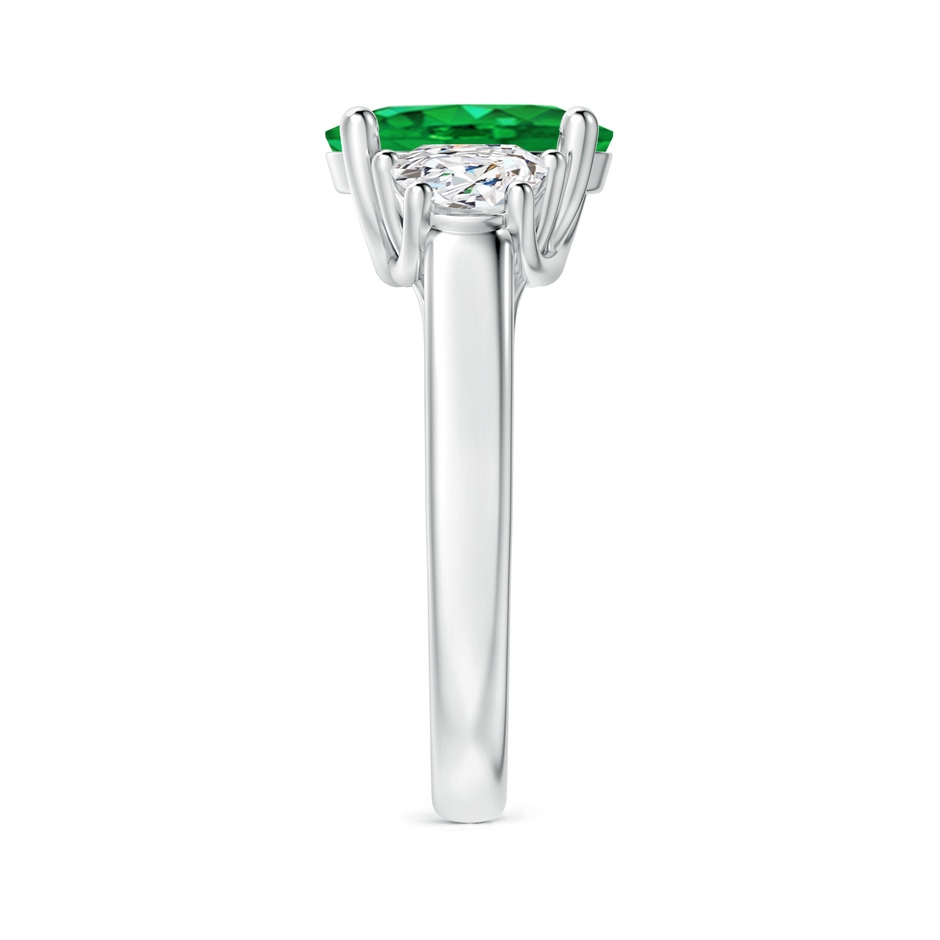 10x8mm AAA Three Stone Oval Emerald and Half Moon Diamond Ring in White Gold side 299