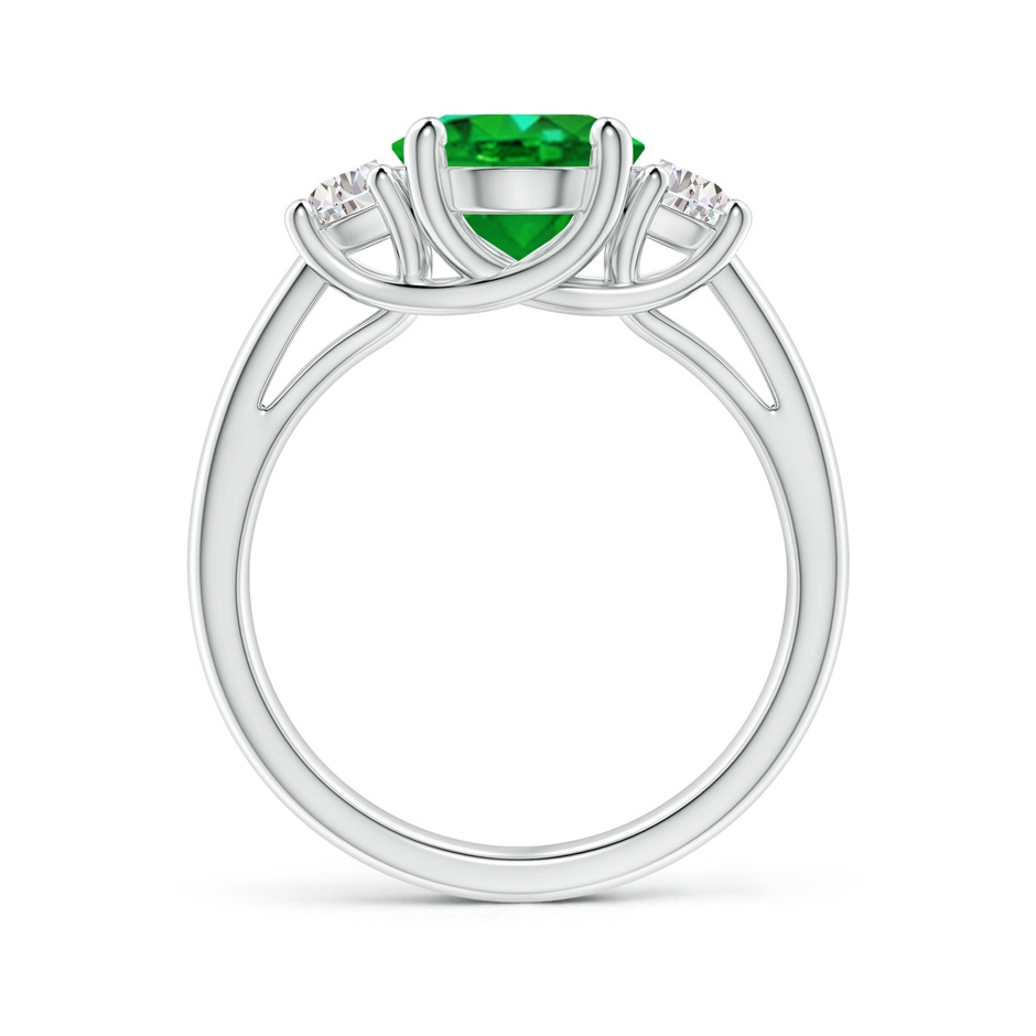 10x8mm AAAA Three Stone Oval Emerald and Half Moon Diamond Ring in White Gold side 199