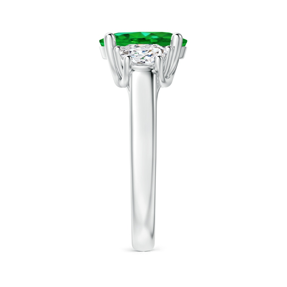 10x8mm AAAA Three Stone Oval Emerald and Half Moon Diamond Ring in White Gold side 299