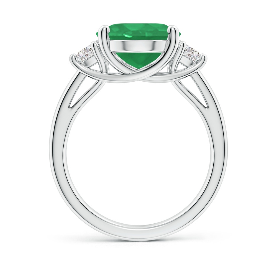 12x10mm A Three Stone Oval Emerald and Half Moon Diamond Ring in P950 Platinum side 199