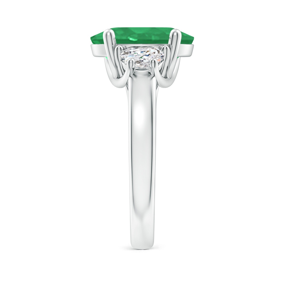 12x10mm A Three Stone Oval Emerald and Half Moon Diamond Ring in P950 Platinum side 299
