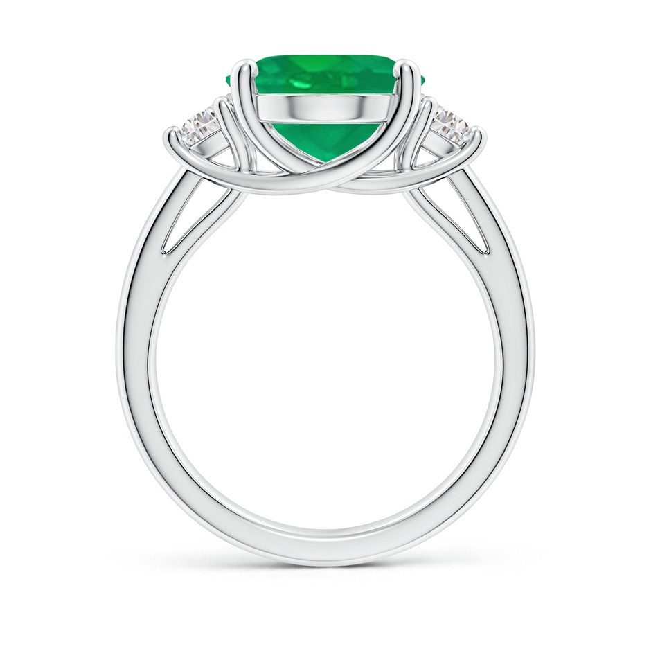 12x10mm AA Three Stone Oval Emerald and Half Moon Diamond Ring in P950 Platinum side 199
