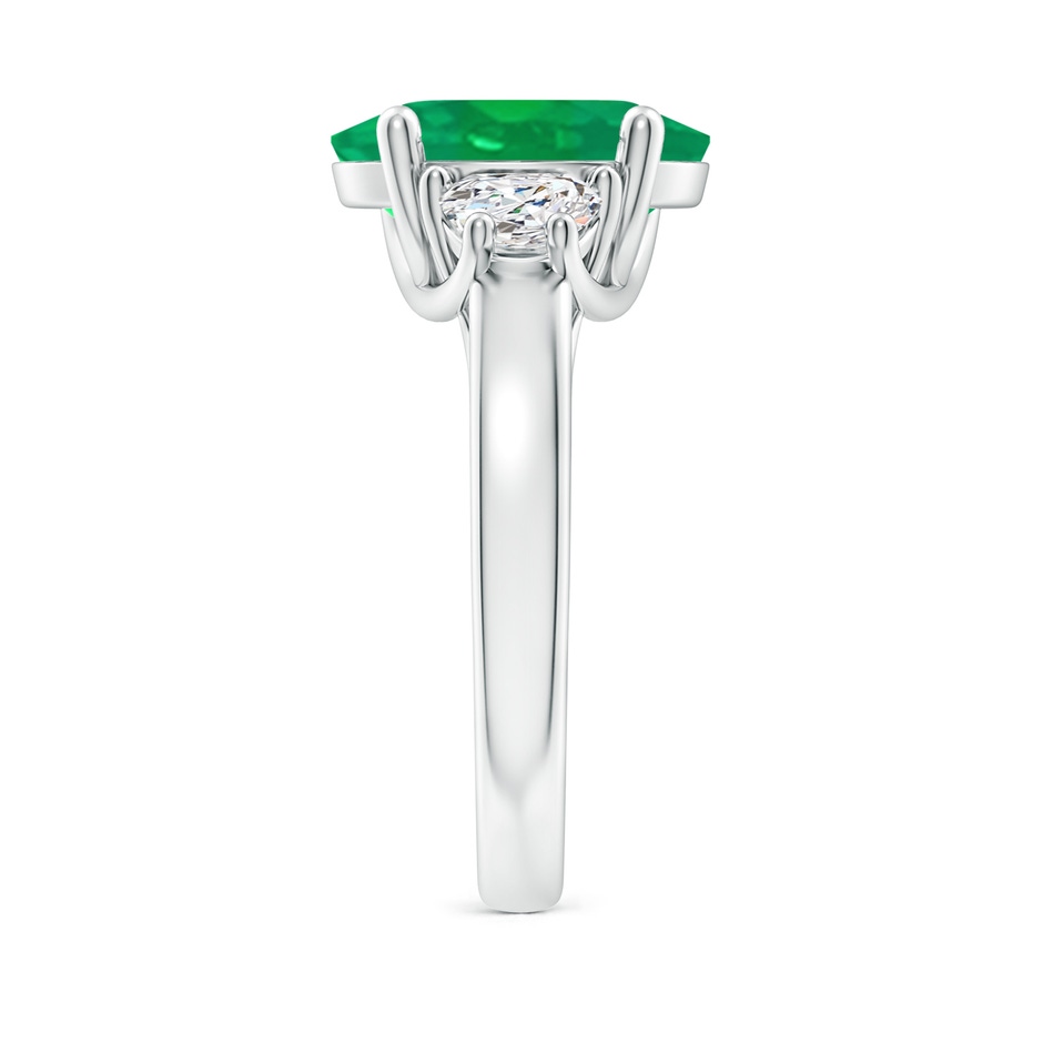 12x10mm AA Three Stone Oval Emerald and Half Moon Diamond Ring in P950 Platinum side 299