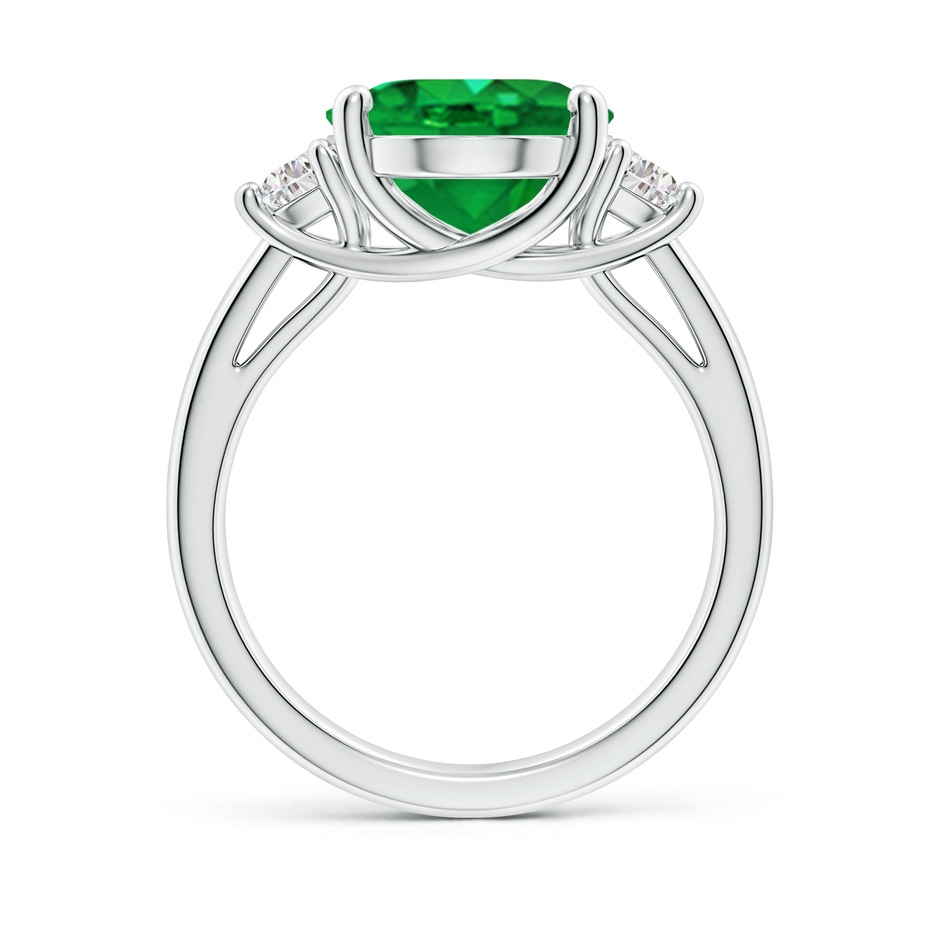12x10mm AAA Three Stone Oval Emerald and Half Moon Diamond Ring in P950 Platinum side 199