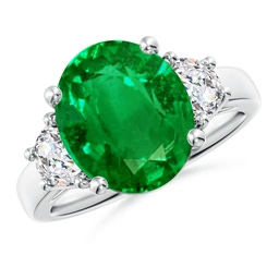 Oval Emerald Three Stone Rings