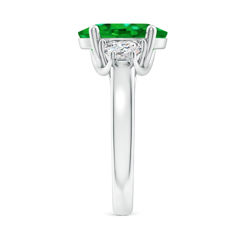 12x10mm AAAA Three Stone Oval Emerald and Half Moon Diamond Ring in P950 Platinum side 299