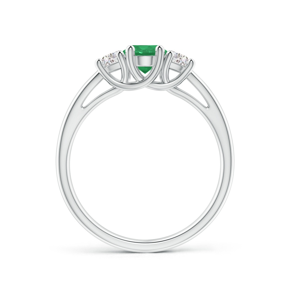 7x5mm A Three Stone Oval Emerald and Half Moon Diamond Ring in P950 Platinum side 199