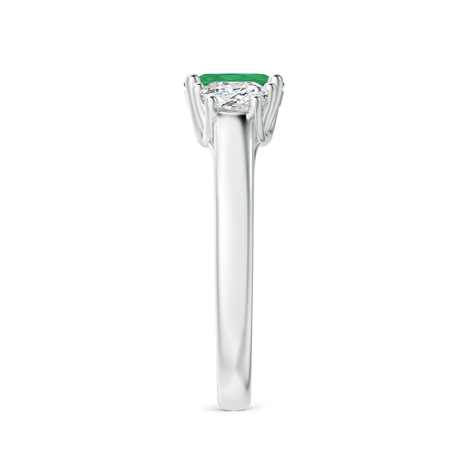 7x5mm A Three Stone Oval Emerald and Half Moon Diamond Ring in P950 Platinum side 299