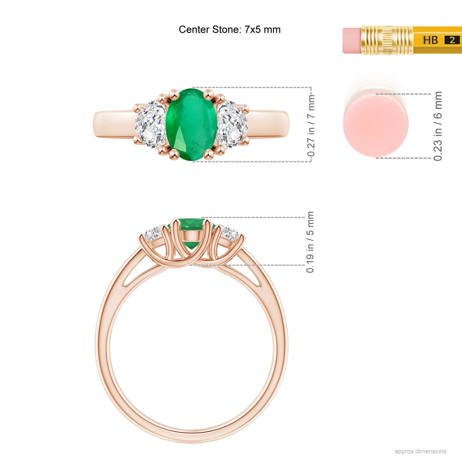 A - Emerald / 1.12 CT / 14 KT Rose Gold