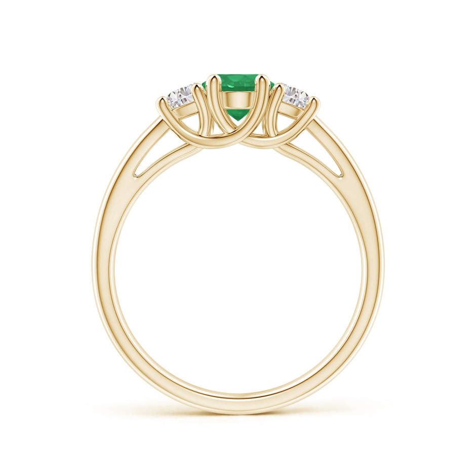 7x5mm A Three Stone Oval Emerald and Half Moon Diamond Ring in Yellow Gold side 199