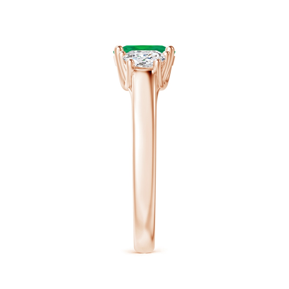 7x5mm AA Three Stone Oval Emerald and Half Moon Diamond Ring in Rose Gold side 299